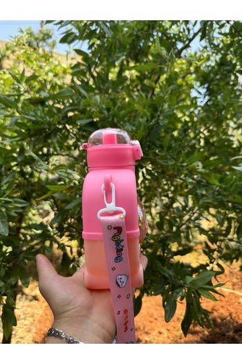 madam gold Water Flask with Teddy Bear Pink Color 750 ml