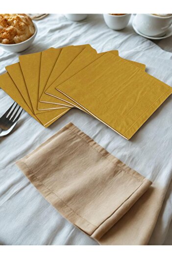 partyrüyası Gold Plain Colored Presentation Napkin 20 Pieces Aesthetic Birthday Party Concept