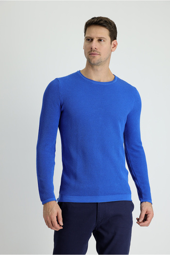Kiğılı Pulover din bumbac cu modele, slim fit, cu decolteu