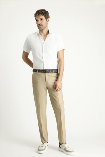 Kiğılı Κοντό μανίκι Slim Fit Slim Fit με σχέδιο βαμβακερό πουκάμισο Easy-Iron
