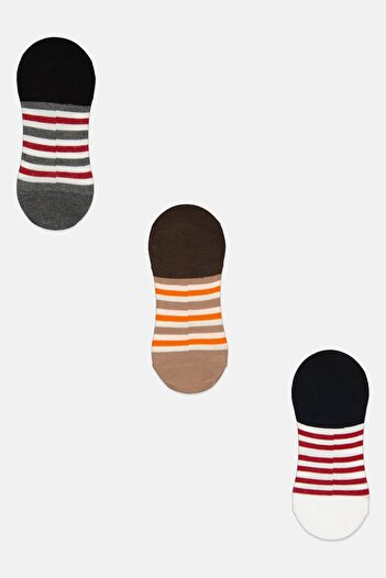 Tapout Men 3 Pairs Stripe Round Invisible Socks, Multicolor