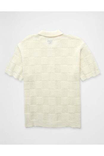 AMERICAN EAGLE AE Weekend Checkerboard Button-Up Sweater Polo Shirt