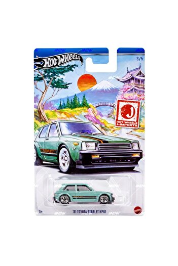 HOT WHEELS Hot Wheels Diecast Car, `81 Toyota Starlet KP61, J-IMPORTS 2024 Collection, 1:64, Green