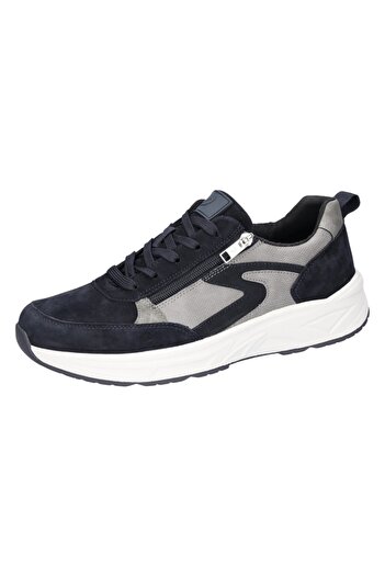 Waldläufer Herren Low Sneaker H-hack Low Top 738002 103 Grau 194 Grau Notte Leder Mit Eva & Herausnehmbar