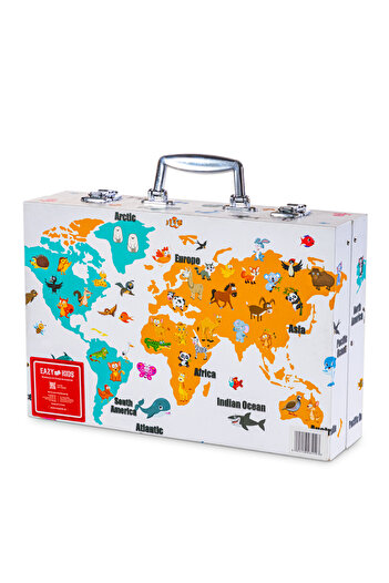 Eazy Kids 152 - Piece Art Set in World Map Themed Metal Case
