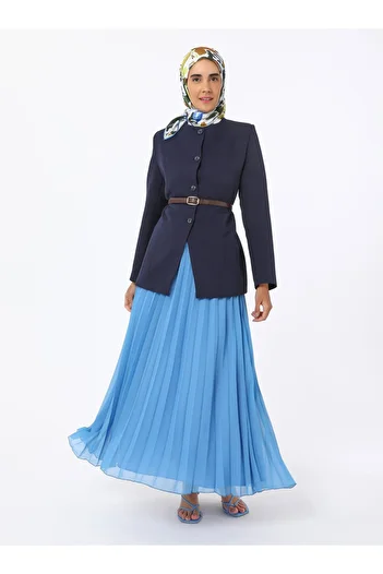 Refka Chiffon Pleated Skirt - Blue - Refka