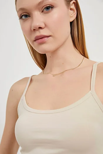 Arma Life Women's Thin Strap Summer Basic Mink Tight Crop Tank Top