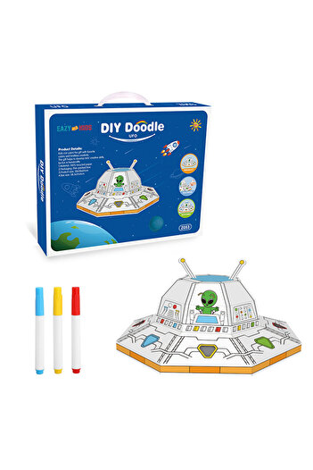 Eazy Kids DIY UFO Craft Kit – Includes 3 Color Pens | Age 3+