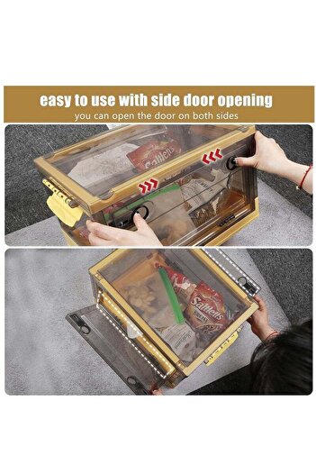 Saharaz 20L foldable transparent storage box,large capacity,BPA free,with locking lid and removable wheels