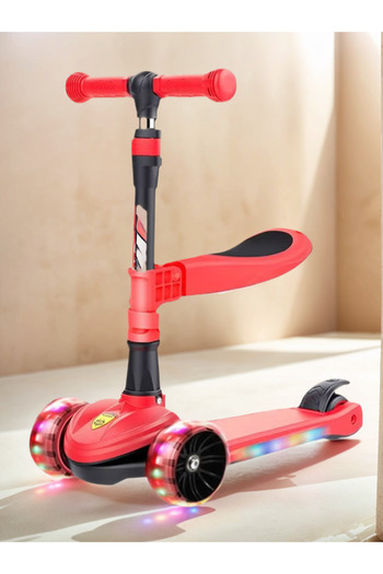 Lumely Foldable Children's Kick Scooter, with LED Light, 3 Roller, Adjustable Height for Kids Ages 2+