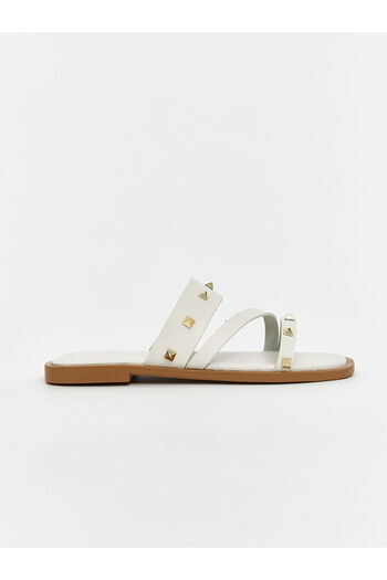 LC Waikiki Beige Leather Look Women's Slippers