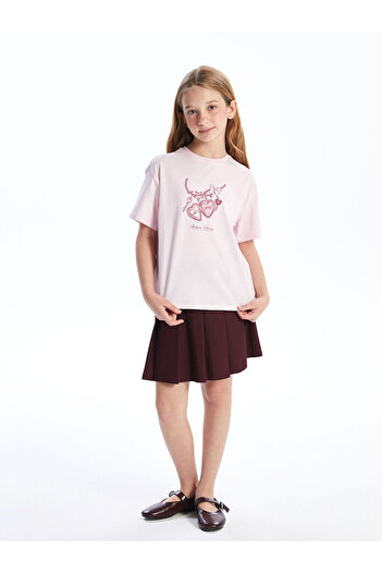 LC Waikiki Sparkling Selections from Shining Store |   Crew Neck Girl's T-Shirt