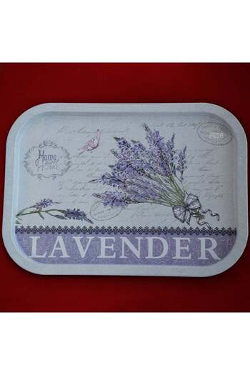 PUFO Sweet home of lavender metal tray plate for serving dessert, cakes, appetizers, 40 x 29 cm