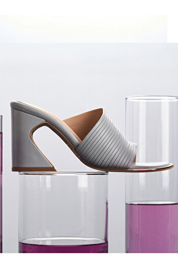 Heel Your Sole By Styli Striped Leather Block Heel Sandals