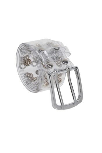 OEM Women's Belt, PVC, Transparent, Silver Holes, 110x4cm