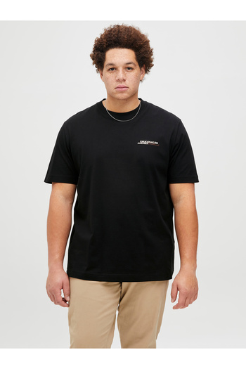 Jack & Jones Jack Jones Jorıslıngton Type Tee Ss Crew Neck Pls Men's Black Plus Size Tshirt 12278557-02