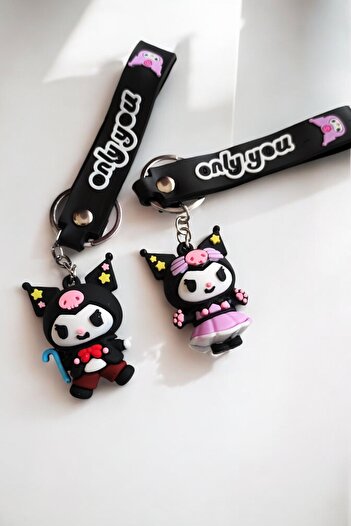 Lynare 2-Piece Kuromi 3D Silicone Keychain and Bag Accessory