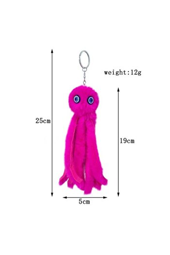 UOOCG Pink keychain for keys, bag, octopus pattern, L18cm, UOOCG