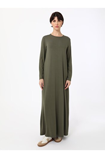 Benin Basic Viscose Hijab Dress with Natural Fabric - Khaki - Benin