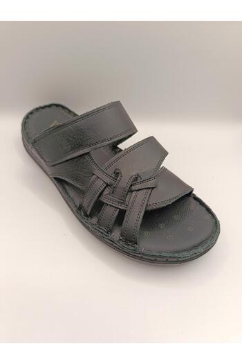Bukond Men's Genuine Leather Slippers Soft Puff Summer Orthopedic Slippers