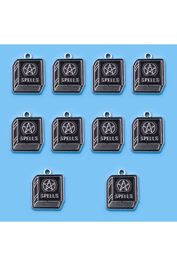 Choice 18120-10pcs 10/14pcs/pack Moon Star Cross Book Charms Enamel Alloy Black Magic Book Magic Ball Penda