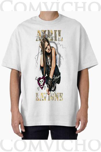 COMVİCHO Unisex Avrıl Lavigne V2 Design Printed Oversize T-Shirt
