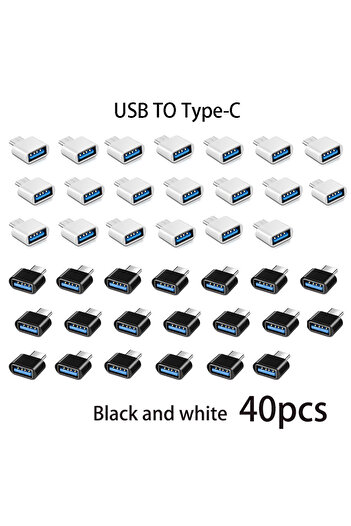 Choice BlackWhite 40 pcs Mini Type-C to USB Adapter 3.0 USB-C Male OTG A Female Data Connector For MacBoo