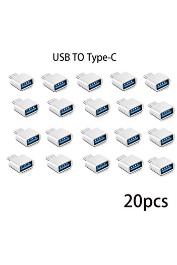 Choice White 20pcs Mini Type-C to USB Adapter 3.0 USB-C Male OTG A Female Data Connector For MacBook Proi