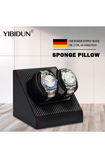 Choice1 Carbon fiber Automatic Watch Winder Leather Shaker Watches Box 2 slot Mechanical watch Winder Cabine