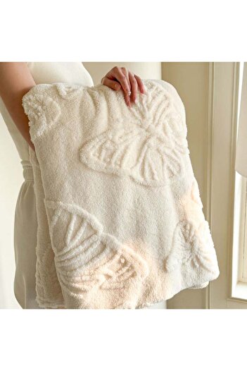 Choice 180x200cm White 1pc Butterfly White Four Seasons Flannel Blanket with Exquisite 3D Butterfly Comfort