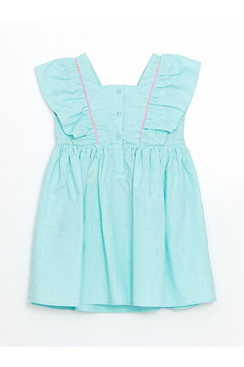 LC Waikiki New Season Square Collar Linen Girl's Dress - S5Es49Z1