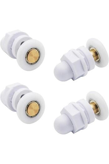 BOEM Set of 4 shower door wheels, Brass, White/Gold