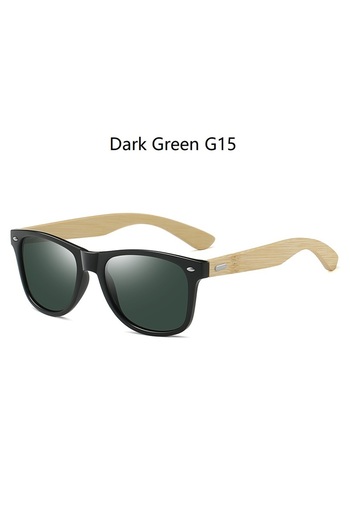 Choice 1502Z(Dark Green G15 Fashion Bamboo Wood Vintage Square Sunglasses Men Women Luxury Brand Designer S