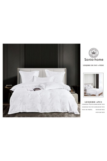 Sonia-home 6-piece satin cotton underwear – Sonia Home Immaculate White Damask