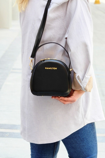 HAMILTON Original Design Black Women's Shoulder Bag Handbag 3 Compartment Crossbody Bag