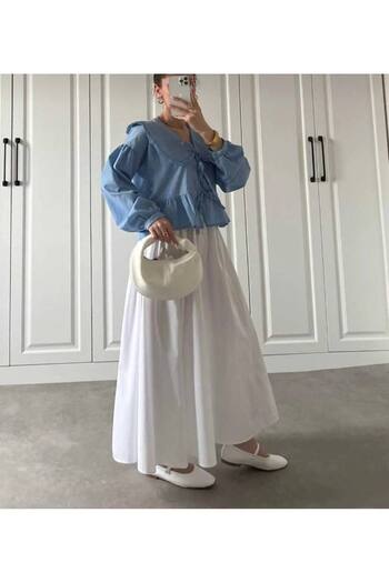 Gülmude Premium Elastic Waist Long Poplin Skirt with Floto Pocket (90cm)