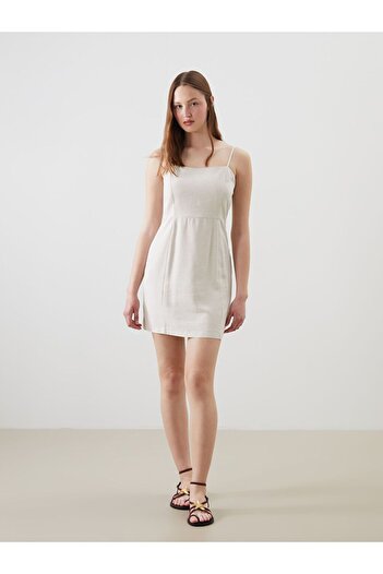 LC Waikiki Xside Square Neck Linen Blend Mini Dress