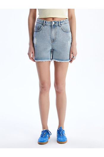 LC Waikiki Narrow Fit Ripped Detailed Women's Jean Shorts