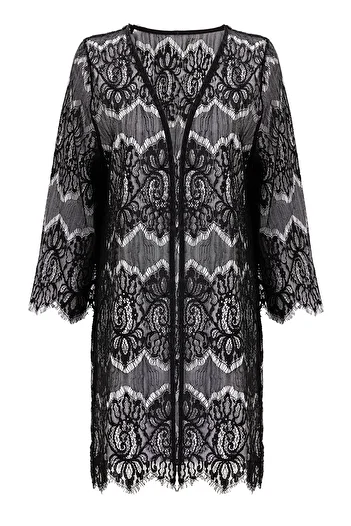 Eight Fashion Women's Black Lace Kimono Stylish Beach Wear