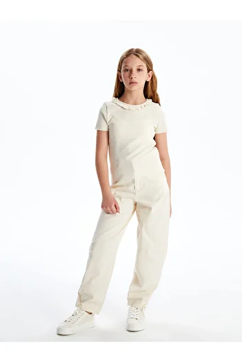 LC Waikiki New Season Adjustable Elastic Waist Girls' Trousers