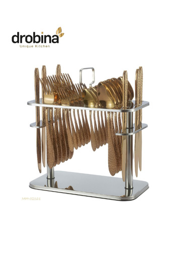 drobina Dropina 30-Piece Stainless Steel Spoon Set with Stand, Full Bronze