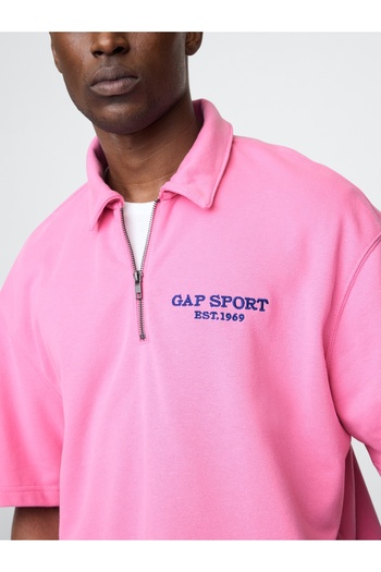 GAP Erkek Pembe VintageSoft Spor Çeyrek Fermuarlı Pullover Sweatshirt