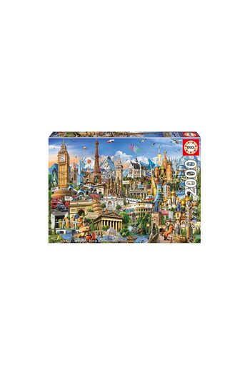 EDUCA Puzzle - Europe Landmarks, 2000 pieces, includes puzzle glue