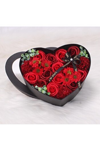ECARLA Buchet flori de sapun, parfumate, cutie decorativa inimioara, idee de cadou, JollyMag, BUK01CZE