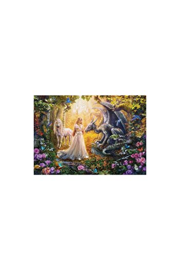 EDUCA Puzzle - Dragon, princess and unicorn, 1500 pieces, includes puzzle glue