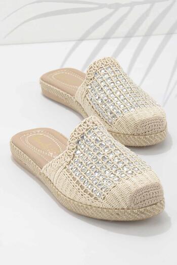Bambi Beige Knitted Women's Slippers K04117012016