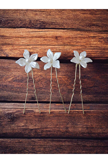 Eva Flore White Floral Gold Bun Buckle, Hair Clip, Also Suitable for Girls
