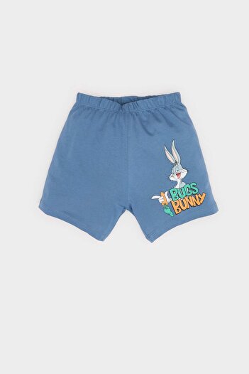 DeFacto E7693 Blue Baby Boy Looney Tunes 2'Li Set Short Sleeve T-Shirt Shorts