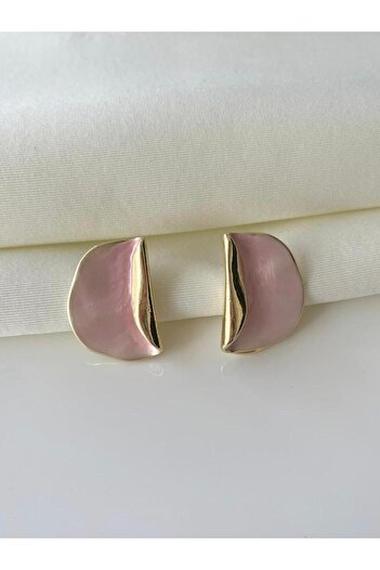 Nilsu Jewellery Accessory Gold Detailed Pearlescent Crushed Plate Women's Earrings