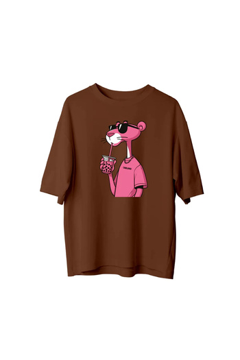 Koklonmoda Unisex Pink Panther Printed Oversize T-Shirt